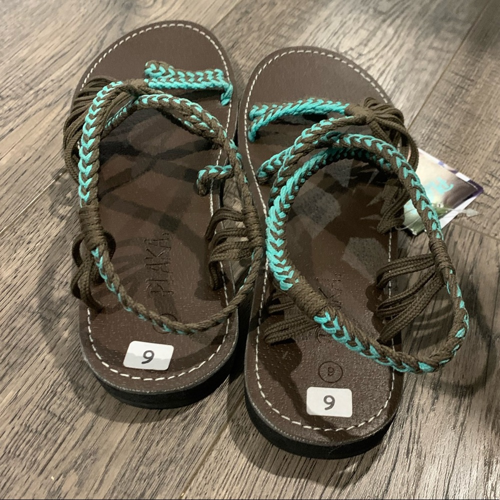 Plaka Sandals Brown/Teal US Size 9 - Picture 4 of 9
